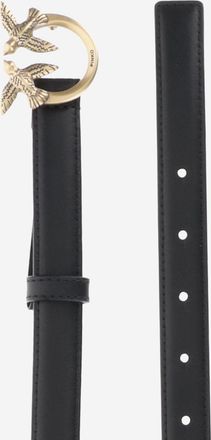 Pinko Womens Love Berry Leather Belt Black