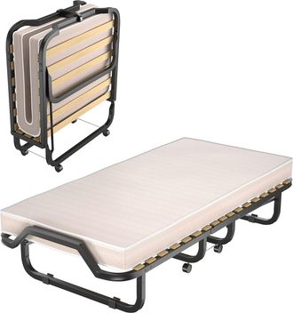Costway Costway - Cama Plegable Con Colch&oacute;n En Memory Foam 90 X 200 Cm/cama Individual De Invitados Port&aacute;til Con Ruedas, R&aacute;pida De Montar, Ahorra Espacio Capa