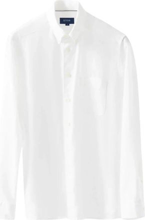 Eton Lange Mouw Shirt - Heren - Casual Overhemden - Wit - S - Katoen - Overhemden