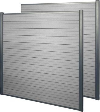 Hhg non utilizzato] Frangivento fendivista 2x pannelli privacy Sarthe wpc alluminio premium 375cm grigio