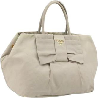 Prada Pre-owned Handbags, female, Beige, Size: ONE SIZE Pre-owned Nylon Hand Bag
