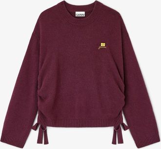 Ganni Burgundy Red Wool Mix Jumper - Size XXS/XS