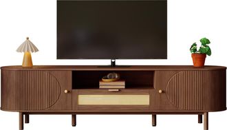 STILVORA Mueble Tv Con 2 Puertas, 2 Cajones Y Nichos Abiertos, Estilo Moderno, 175&times;36&times;51 Cm, En Mdf, Nogal
