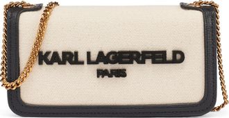 Karl Lagerfeld Kosette Canvas Shoulder in Natural/black at Nordstrom