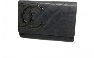 Chanel Black Leather Wallet (Bi-Fold) (Pre-Owned)