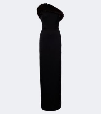 DAVID KOMA Strapless bustier gown