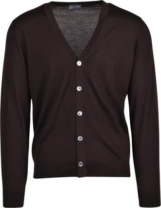Drumohr Cardigan Sottile - Heren - V-hals truien - Bruin - XL - Wol - Truien & Vesten