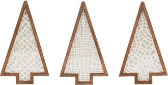 Melrose International Framed Paper Mache Pine Tree (Set of 3) - Beige