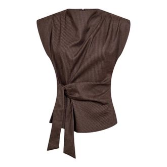 Co'Couture Sinacc Pin Pleat Top - Tops - Mujer - Marr&oacute;n - XS