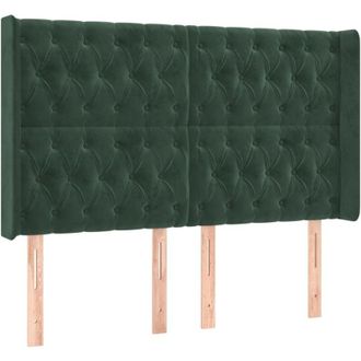 vidaXL Cabecero Con Orejas De Terciopelo Verde Oscuro 147x16x118/128cm Vidaxl