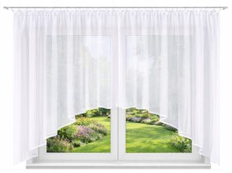 OEM Cortina De Estilo Cl&aacute;sico, Lista Para Colgar, Ideal Para El Sal&oacute;n O El Dormitorio. Cortina Transl&uacute;cida Con Alzapa&ntilde;os, Color Blanco Liso, 400 X 140 Cm,