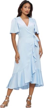 Y.A.S Yasthea 2/4 Midi Wrap Dress - Dames - Wikkelkleedje - Blauw - S - Polyester - Kleedjes