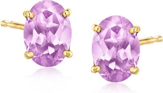 Ross-Simons Oval Kunzite Stud Earrings in 14kt Yellow Gold
