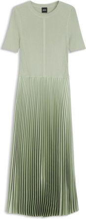 BOSS Mixed-material dress with pleated skirt