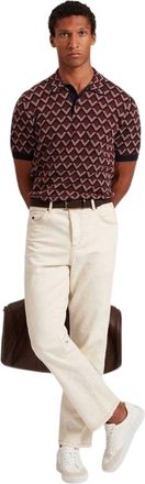 Ted Baker Herenpolo met korte mouwen en geometrisch jacquardpatroon (Maroon)