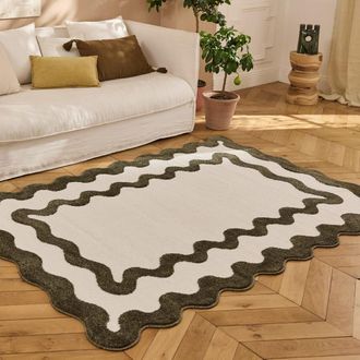 Nazar Rugs Alfombra wavy verde 100x150 cm