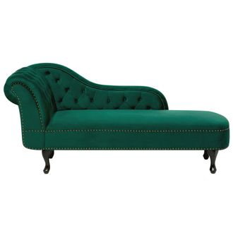 Beliani Beliani - Chaise Longue Tapizado En Terciopelo Verde Con Botones Versi&oacute;n Izquierda Nimes