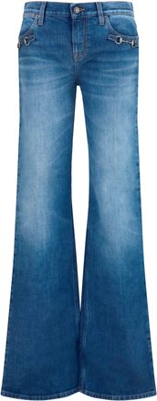Gucci Womens Stretch Cotton Jeans With Horsebit Blue