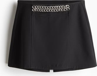 H&M Miniskort mit Kettendetail - Schwarz