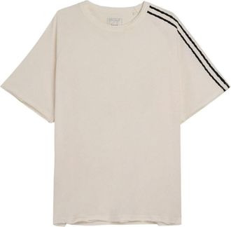 Yohji Yamamoto White Crewneck Stripe T-Shirt