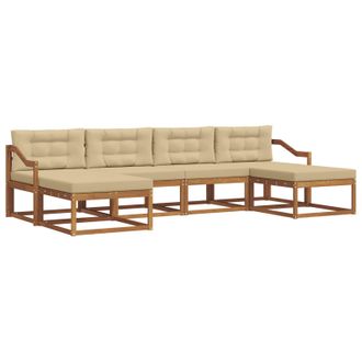 vidaXL Conjunto De Sof&aacute;s De Exterior Con Coj&iacute;n 6 Pcs Natural Y Beige Vidaxl