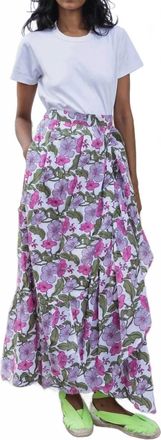 SZ Blockprints Long Wrap Skirt In Flower Power Print