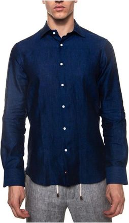 Carrel Dress Shirt - Heren - Casual Overhemden - Blauw - 4XS - Linnen - Overhemden