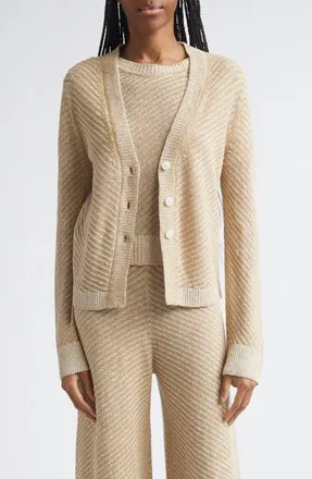 Toccin Bobby V-Neck Linen Cardigan in Driftwood at Nordstrom, Size X-Small