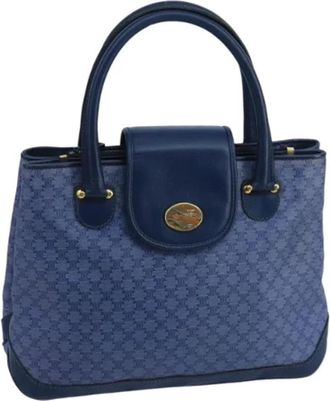 Celine Pre-owned Vintage Macadam Canvas Handtas - Dames - Vintage Handtas - Blauw - ONE Size - Leer - Vintage