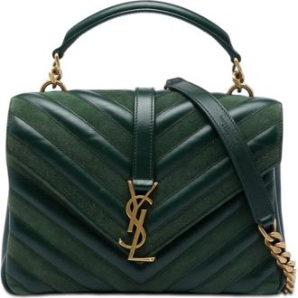 Saint Laurent Pre-owned Saint Laurent Medium Chevron Calfskin and Suede Monogram College Satchel Ladies 6YF578S1UIAOL8SI