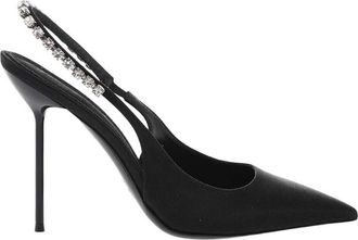 PARIS TEXAS Black Slingback Rhinestone Pumps