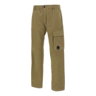 C.P. Company Straight Trousers, male, Green, Size: L Stretch Sateen Cargo Trousers