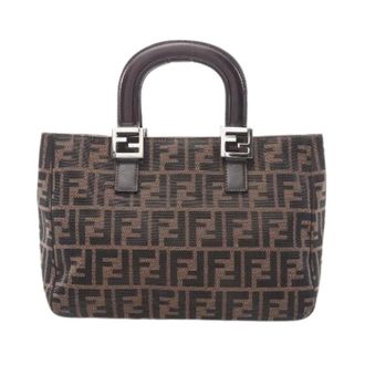 Fendi Pre-owned Handbags, female, Brown, Size: ONE SIZE Pre-owned Zucca Canvas Leather Tote Bag