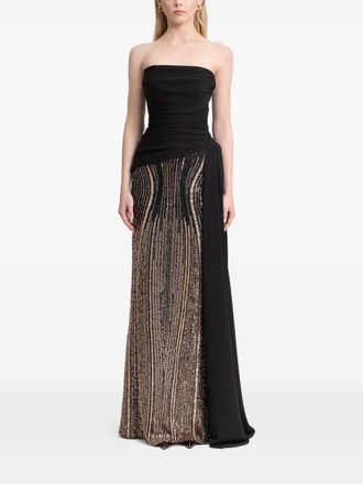 Gemy Maalouf draped beaded maxi dress - Black