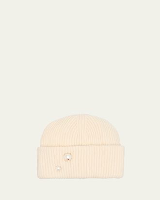 inverni Ribbed Pearly Cashmere Beanie