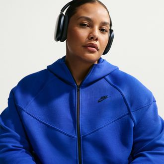 Nike Womens Nike Sportswear Tech Fleece Windrunner Full-Zip Hoodie (Plus Size) in Blue | FB8340-417