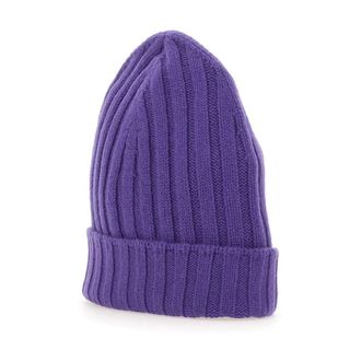 Gran Sasso Accessories, male, Purple, 50 CM, Ribbed Cashmere Beanie