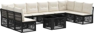 vidaXL Conjunto De Sof&aacute;s De Jard&iacute;n 11 Uds. Negro Rat&aacute;n Sint&eacute;tico Vidaxl