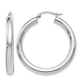 Diamond2Deal 14K White Gold Polished Lightweight Round Shape Hoop Earrings