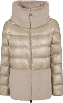 Herno Ultralight Nylon Cape With Faux Fur Detailing