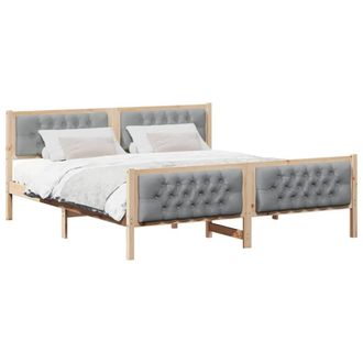 Berkfield Home Modern Bed Frame Light Grey 180 x 200 cm Solid Pine Wood