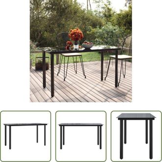 vidaXL Tavolo da pranzo esterno - Tavolo Pranzo Giardino Nero200x100x74 Acciaio e Vetro Temperato