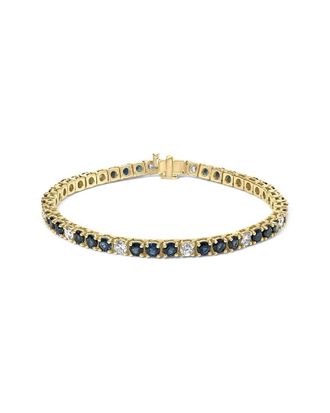 House of Brilliance Haus Of Brilliance Colorful Gemstones 18K 6.45 Ct. Tw. Diamond & Sapphire Tennis Bracelet