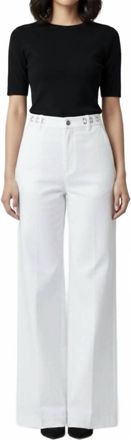 Bianco Lisa Wide Twill Trouser With Adjustable Buckle In White