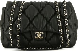 Chanel 2010s gewatteerde crossbodytas met ketting - Zwart