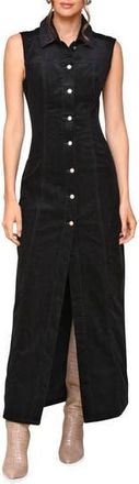 Avec Les Filles Sleeveless Corduroy Maxi Shirtdress in Black at Nordstrom Rack, Size 2