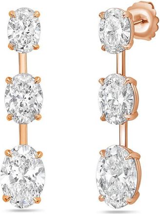 Diana M. Jewels 14kt Rose Gold 20ct Lab Grown Graduated Oval Diamond Drop Earrings with Bar Spacing