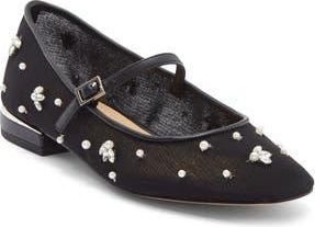 Ted Baker Darcy Embellished Mesh Mary Jane Flat in Black at Nordstrom Rack, Size 6.5