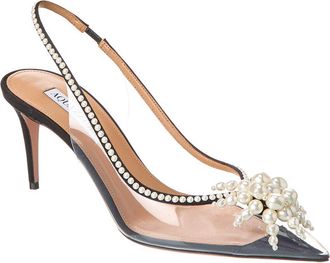 Aquazzura Vendome 75 Grosgrain & Vinyl Slingback Pump