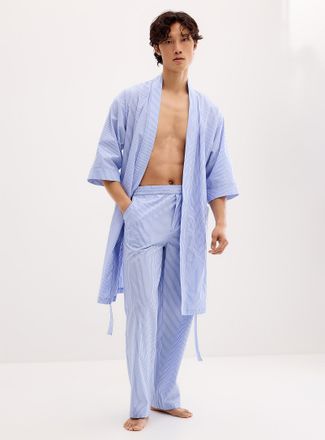 Le 31 Mens Lightweight patterned poplin robe